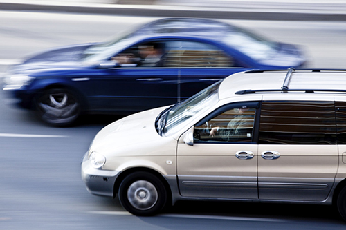 car passing another car