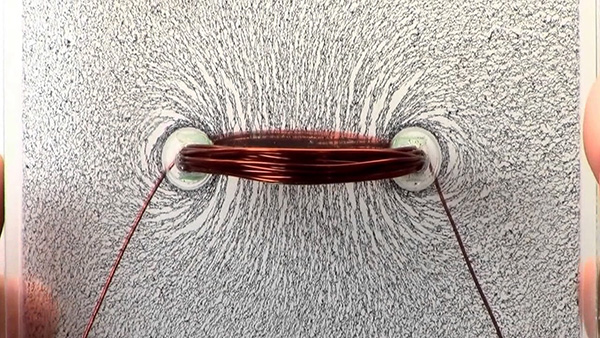 iron filings around a current-carrying wire