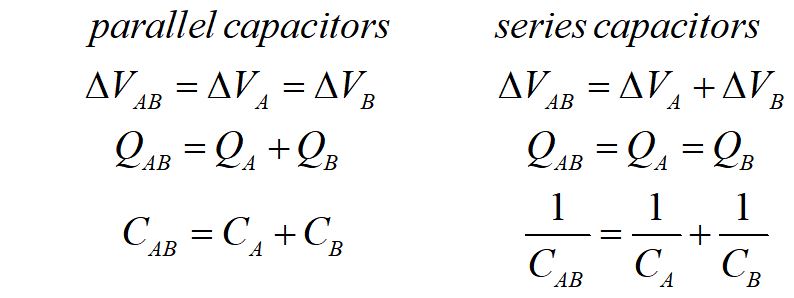 parallel and series capacitor equations
